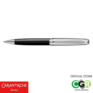 ปากกาลูกลื่น CARAN DACHE 4789 LÉMAN BICOLOR Black Silver Rhodium Ballpoint Pen # 4789.289