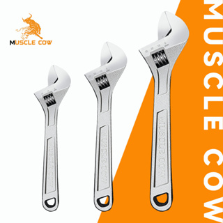 MUSCLE COW ประแจเลื่อน กุญแจเลื่อน ประแจปากเลื่อน ประแจ ประแจแหวนข้าง ปากตาย แหวนข้าง 8/10/12 นิ้ว ผลิตจากเหล็กเกรด CR-V