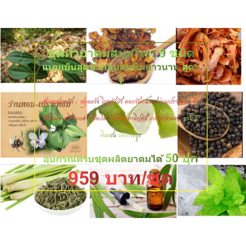 D.I.Y21ชุดทำยาดมสมุนไพร9ชนิดแบบเย็นสุดขั้วสดชื่นยาวนานสูตร1อุปกรณ์ครบสามารถผลิตยาดมได้50กระปุกราคา95