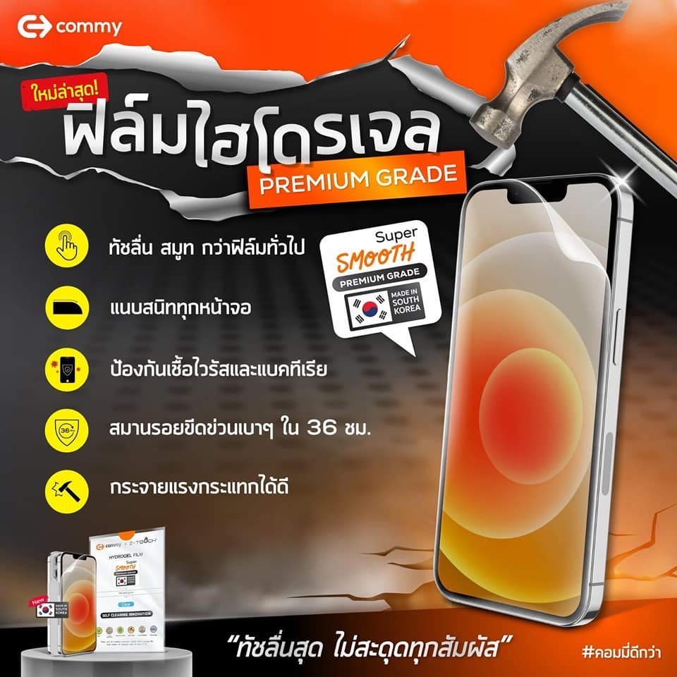 COMMY Super Smooth ฟิล์มไฮโดรเจลพรีเมี่ยม Huawei Y Series Y9 2019/ Y7 2019/ Y8p/ Y7p/ Y6p/ Y5p/ Y9 P