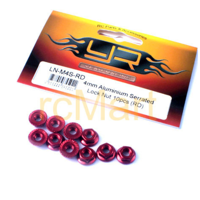 YEAH RACING 4MM ALUMINIUM SERRATED LOCK NUT 10PCS LN-M4S