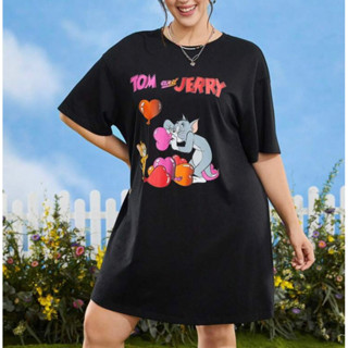 🐱🧀 TOM &amp; JERRY ลิขสิทธิ์แท้💯 ชุดเดรสพลัสไซส์ เดรสพลัสไซส์ plus size ทอมแอนด์เจอร์รี่ TOM and JERRY เดรสbig size