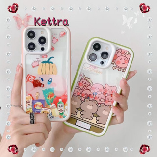 💜Kettra💜การ์ตูน การ์ตูน ขอบเต็ม 11 14 pro max ความคิดสร้างสรรค์ หมีน้อย ถอดได้ case for iPhone 12 13