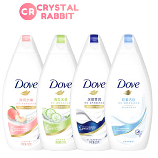 CRYSTAL RABBIT Dove ล้างร่างกาย คลีนซิ่งมอยส์เจอร์ไรซิ่งนอริชชิ่งสครับขนาดพกพาไวท์พีช/แตงกวากลิ่นบอดี้วอช 300กรัม