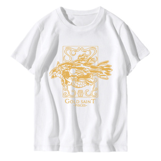 Saint Seiya เสื้อยืดสีขาวอะนิเมะสิบสองกลุ่มดาวพิมพ์ผ้าฝ้ายแขนสั้น unisex