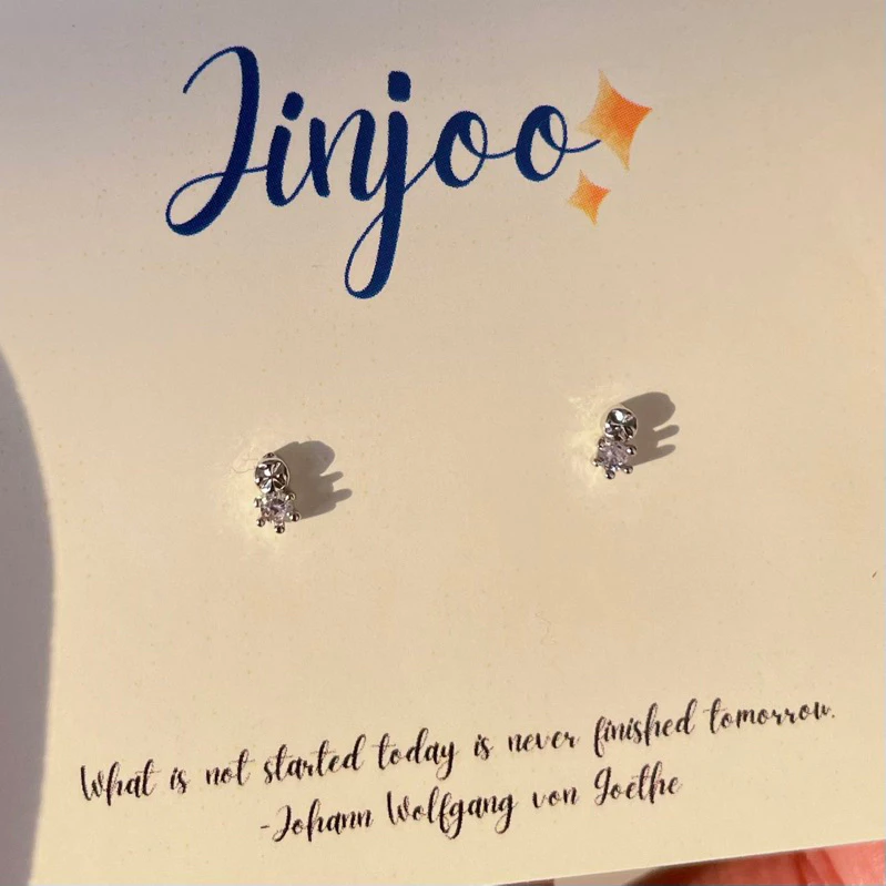 Jinjoo✨ รหัส A85 ต่างหูพลอยจิ๋วระยิบระยับ ตัวเล็ก ตัวน้อย รุ่นใส่ไปโรงเรียน