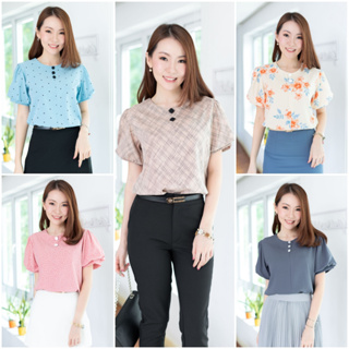 Narinari : MT0307 Double/Triple Button Balloon Sleeve Blouse – เสื้อแขนพอง (ใช้โค้ด NARISP9 ลด 65.- เมื่อช็อปครบ 500.-)