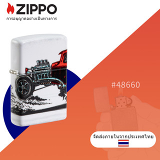 Zippo Hot Rod Design 540 Color Matte Windproof Pocket Lighter , Zippo 48660 สีขาวด้าน