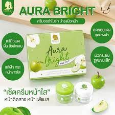 Aura Bright Green Apple cream ครีมออร่าไบร์ท ครีมแอปเปิ้ลเขียว (ออร่าวีไอพี เชตทาหน้า) 20 g