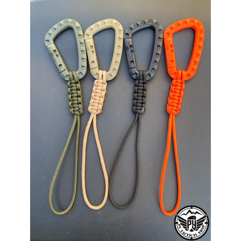 A020คาราบิเนอร์ถักเชือก paracord สายคล้องมือ อเนกประสงค์ ใช้คล้องอุปกรณ์ต่างๆ พวงกุญแจ