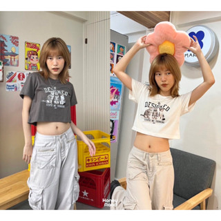 Designed✨Baby Crop ลายใหม่ Y2K วายทูใจจ เท่ ชิค เก๋สุดๆ พร้อมเสริฟแล้วงับ! ผ้า Cotton 100% นิ่มใส่สบาย ผ้าไม่บางเยย~