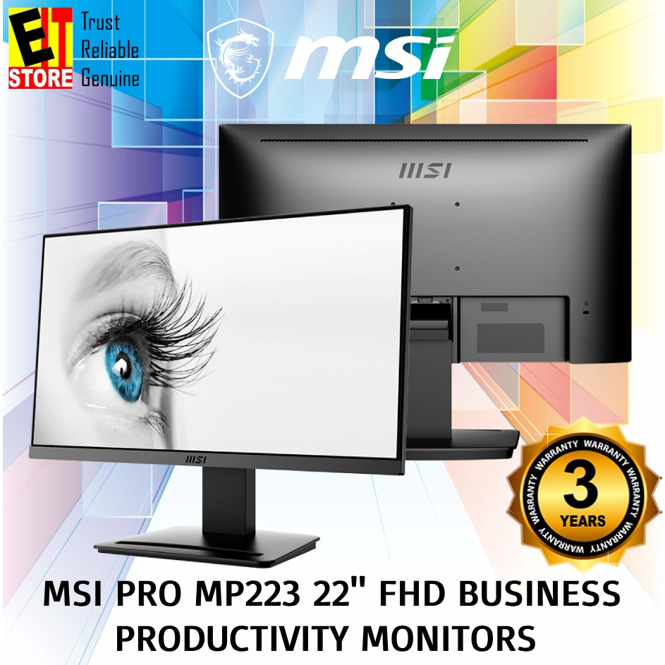 MONITOR (จอมอนิเตอร์) MSI PRO MP223 MP225 Full HD, VA Panel, 21.45 Inches, HDMI, Blue Light Reductio