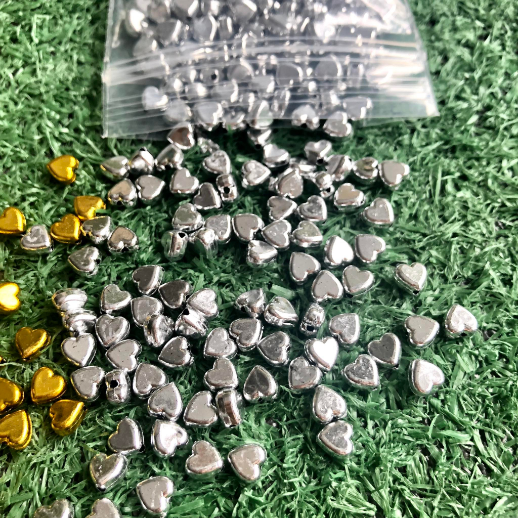 หัวใจตกแต่ง (30 กรัม) 6 มิล หัวใจสีเงิน หัวใจสีทอง แยกสี DIY ของตกแต่งงานฝีมือ ตกแต่งเหรียญโปรยทาน