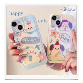 ✨ส่งของขวัญ✨เคส for iPhone 11 14 Pro Max Case for iPhone 12 13 ป้องกันการตก การป้องกัน การ์ตูน happy หวานสวย ลูกสุนัข