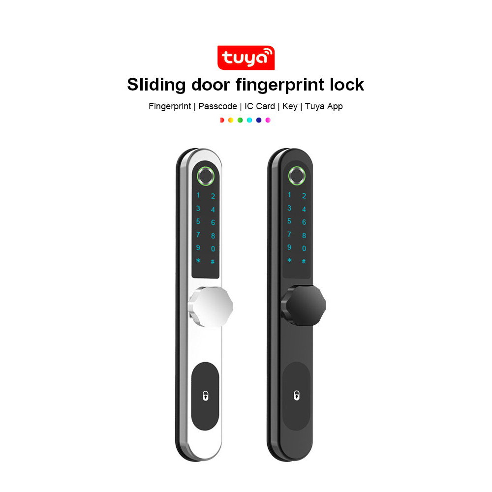 BOIO smart door lock sliding door glass door ประตูกลางแจ้งล็อกลายนิ้วมือล็อคประตูบานเลื่อน Tuya App RFID ไม่ต้องใช้กุญแจสำหรับประตูกระจกล็อคประตูอิเล็กทรอนิกส์ดิจิตอลล็อคอัจฉริยะ
