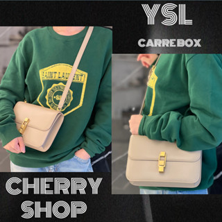 ถูกที่สุด ของแท้ 100%/Saint Laurent LE CARRE BOX Saint Laurent leather shoulder bag/YSLผู้หญิง/กระเป๋าสะพายไหล่