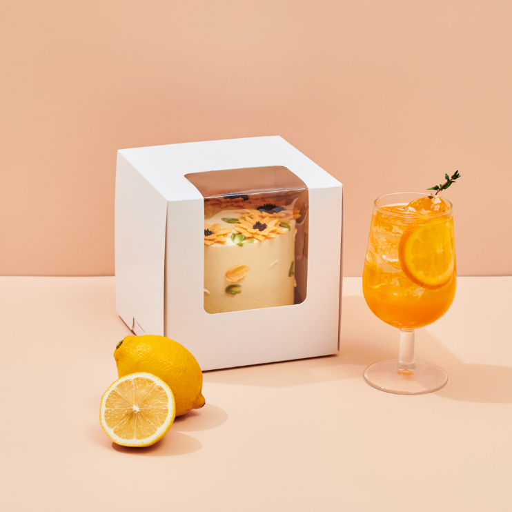 กล่องเค้ก 0.5 ปอนด์+หน้าต่าง (100ใบ/แพ็ค) สีขาว-คราฟ  กล่องเค้กฟู้ดเกรดเหมาะสำหรับใส่เค้ก ใส่ขนม กล่องเค้ก ปอนด์ทรงสูง