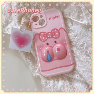 🍑CasePhoneg🍑ป้องกันการหล่น ขอบเต็ม 11 14 pro max ขรุขระ สีชมพู ลูกหมู สาวน่ารักหัวใจ case for iPhone 12 13