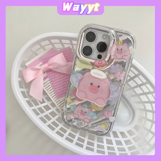 💖New 💖iPhone 14 13 12 11 Pro Max เคส for เคสไอโฟน11 น่ารัก บางเบาพกพาง่าย การ์ตูน ลูกหมู พร้อมขาตั้ง กันกระแทก Case