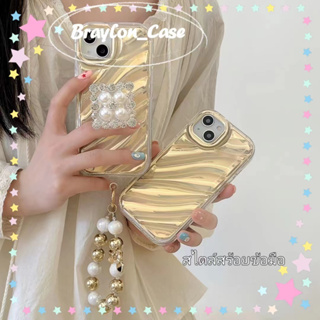 🌷Braylon🌷ป้องกันการหล่น ขอบเต็ม iphone 11 14 pro max สไตล์สร้อยข้อมือ หวานเท่ ลายเส้น ระลอก ทอง case for iPhone 12 13