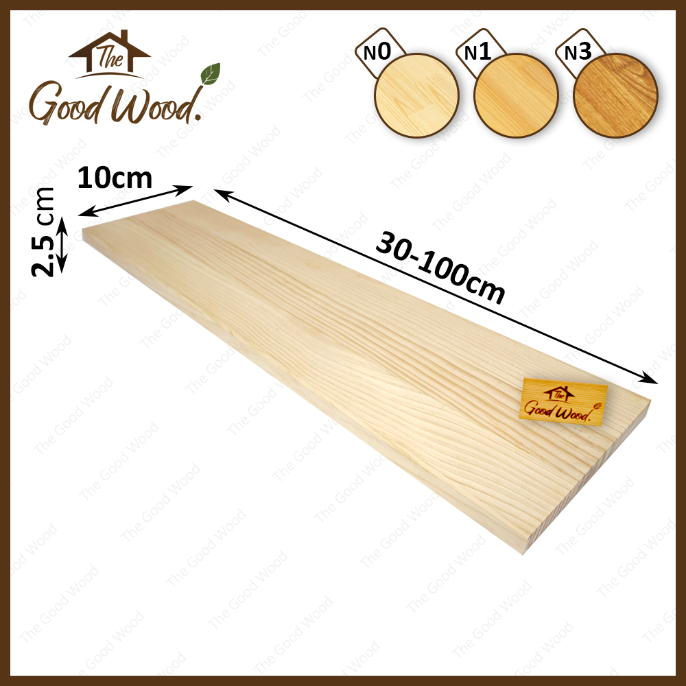 (จัดส่ง1-2วัน) ชั้นวางของไม้สน AB ต่อลายเส้นตรง หนา 25 mm. กว้าง 10 cm. x ยาว 30-100cm.  สำหรับงานDIY.  ชั้นหนังสือ