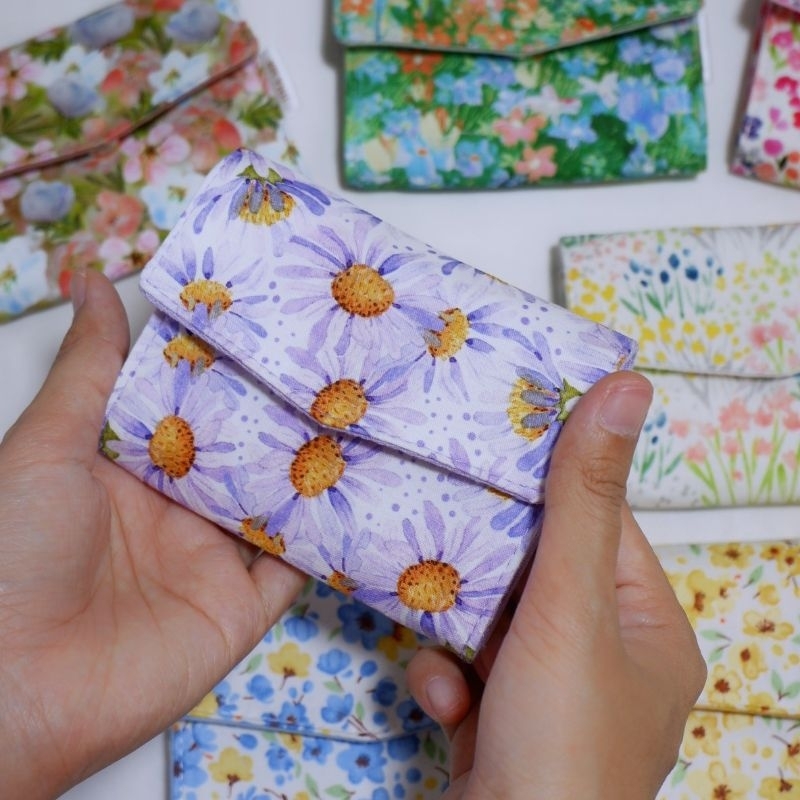 mini purse (01) flowers กระเป๋าสตางค์แบบฝาเปิด-ปิด