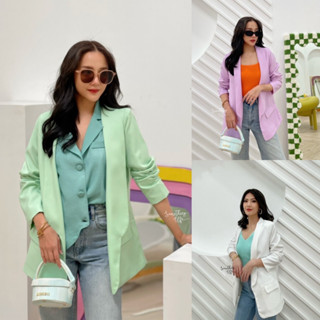 เสื้อคลุมคอปกกล้วย เจาะกระเป๋า 2 ข้าง ทรงหลวมๆ พับแขนได้ เนื้อผ้าใส่สบาย