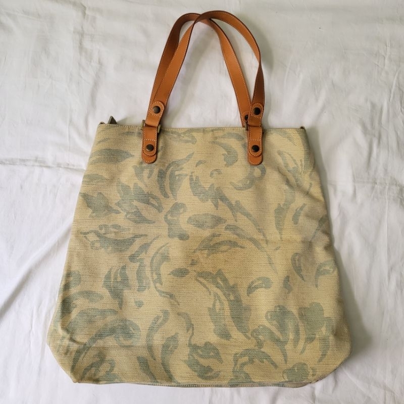 Jim Thompson bag leather handbag กระเป๋าผ้าทอ หูหนังแท้ จิม ทอมป์สัน