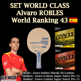 &lt;Set ไม้ปิงปอง ระดับ World Class&gt;  GEWO Holz Robles Hinoki Ex-Carbon OFF จับคู่กับยาง Gewo Codexx Super Select 53 &amp; 55