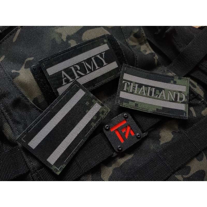 อาร์ม ทบ. อักษรขาวสะท้อนแสง ขนาด 5*8 cm. ตัดด้วยเลเซอร์