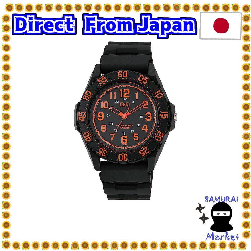 【ส่งตรงจากญี่ปุ่น】 [Citizen Que-And-Q &amp; Q Watch Diver 10 Aerial Pi Waterpire Urethane Belt Orange Black Vr76-004 นาฬิกาข้อมือ สําหรับผู้ชาย
