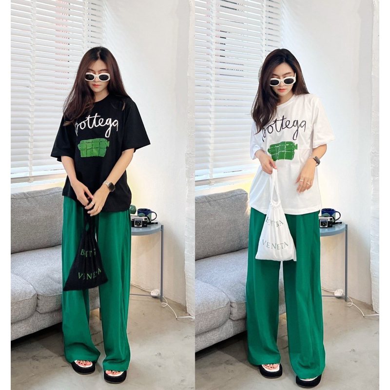 เซทเสื้อยืดแขนสั้น Oversize มาพร้อมกางเกงขายาวทรงปล่อย