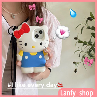 💖ดส่ง24ชม💖iPhone 14 13 12 11 Pro Max เคส for เคสไอโฟน11 Hello Kitty สีน้ำเงิน เคสโทรศัพท์ซิลิโคน บางเบาพกพาง่าย Case