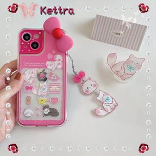 💜Kettra💜พร้อมขาตั้ง ถอดได้ โบว์หูกระต่าย 11 14 pro max ขอบเต็ม ป้องกันการหล่น ไม่สม่ำเสมอ case for iPhone 12 13