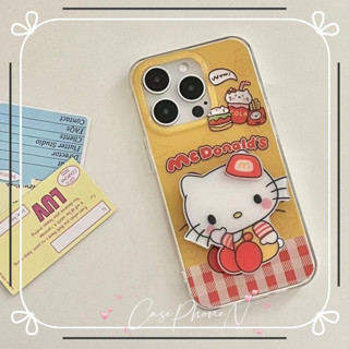 เคสไอโฟน iphone 11 14 Pro Max การ์ตูน แมคโดนัลด์ คิตตี้ ขาตั้ง  เคสซิลิโคนนิ่ม เคส iphone 12 13 Pro Case for iPhone