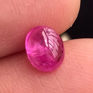 1.04ct พลอยทับทิมพม่า เผาเก่า  6.5x5.2mm Oval Cabochon Purplish Pink Sapphire Myanmar *Heated