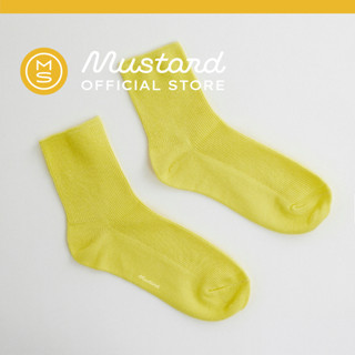 Premium Ribbed Crew Socks (Half) - Lime ถุงเท้า