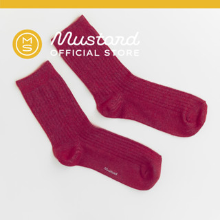 Premium Ribbed Crew Socks - Beetroot ถุงเท้า