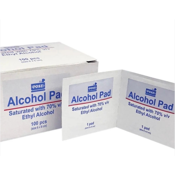 แผ่นแอลกอฮอล์  pose 6x6 cm. 100ชิ้น/กล่อง