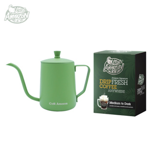 ราคาพิเศษ! Café Amazon Drip kettle สีเขียว คู่กับ กาแฟดริป คาเฟ่ อเมซอน (Signature) 1 กล่อง 429.- (ปกติ 510.-)