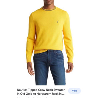 Nautica Mens Tipped Crew Neck Sweater เสื้อสเวตเตอร์ ผู้ชาย นันธิกา