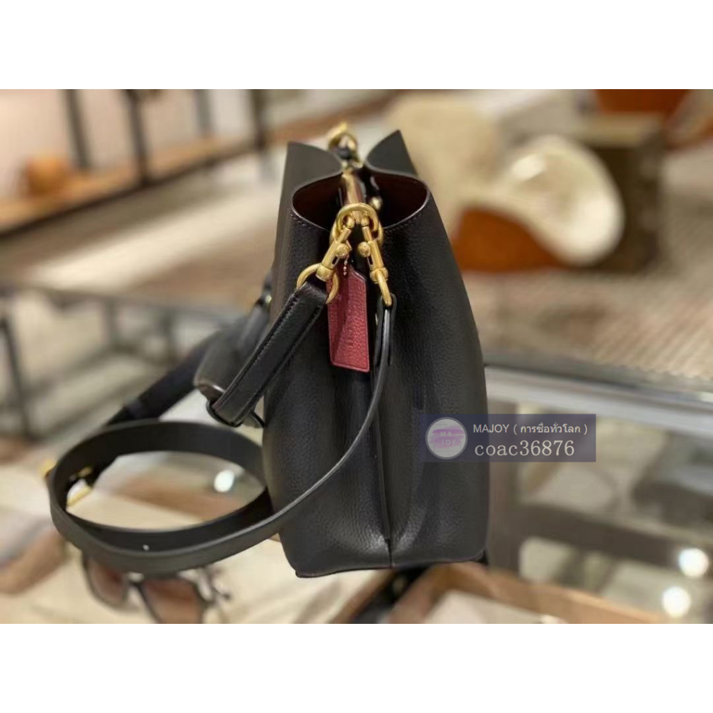 แท้💯% /ปลอดภาษี COACH Willow Bucket กระเป๋าทรงถังใบเล็ก กระเป๋าสะพายข้างผู้หญิง，กระเป๋าสะพายข้างแบบพกพา