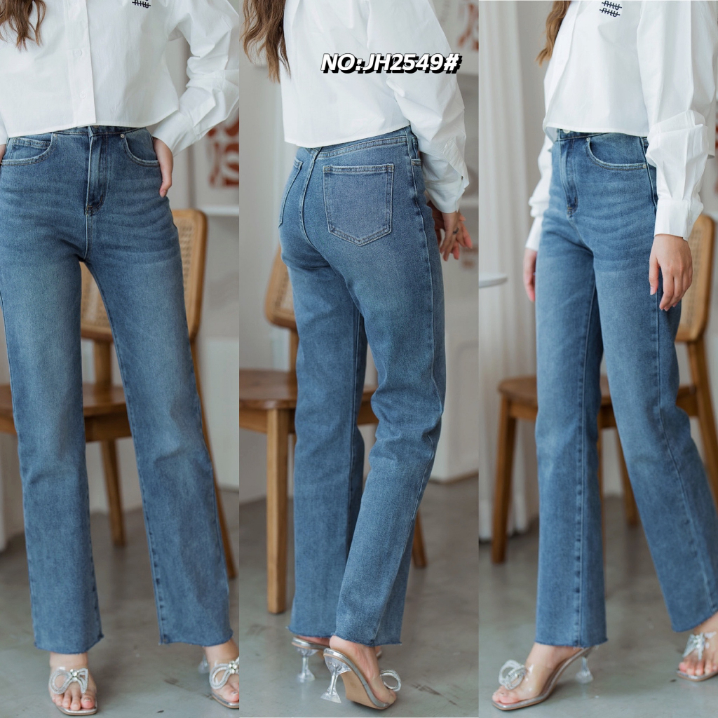 JH2549# กางเกงยีนส์ขากระบอก Jeans house