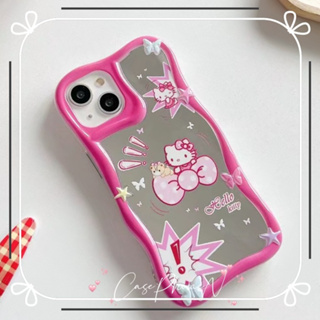 เคสไอโฟน iphone 11 14 Pro Max การ์ตูน คิตตี้  แบบกระจก เคส ขอบเต็ม ป้องกันการตก iphone 12 13 Pro Case for iPhone