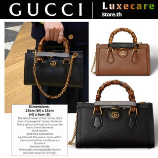 กุชชี่👜Gucci GG Diana Women/Shoulder Bag สุภาพสตรี/กระเป๋าสะพายข้าง/กระเป๋าถือ/กระเป๋าสะพายไม้ไผ่ใบเล็ก