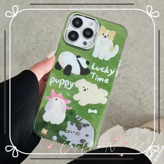 เคสไอโฟน iphone 11 14 Pro Max พื้นหลังสีเขียว หมีแพนด้า น่ารัก ขอบเต็ม ป้องกันการตก เคส iphone 12 13 Pro Case for iPhone