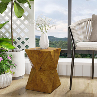 WISFOR โต๊ะข้าง - สีน้ำตาลอ่อนโต๊ะอเนกประสงค์ ตารางคอนกรีตน้ำหนักเบา Concrete Side Table