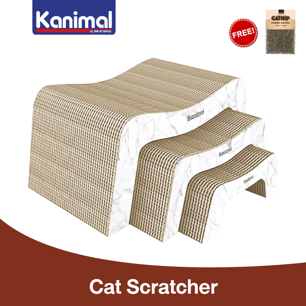 [15010] Kanimal Cat Toy ของเล่นแมว ที่ลับเล็บ ที่ข่วนเล็บแมว Triple Wall ลายหินอ่อน ขนาด 40x22x16 ซม. แถมฟรี! Catnip