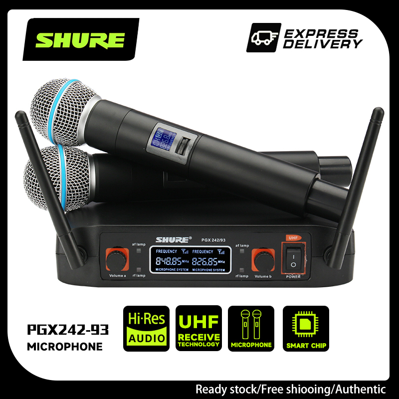 Shure PGX 242/93 ขายดีที่สุดไมโครโฟนไร้สายเวทีวงดนตรีประสิทธิภาพเครื่องรับไมโครโฟนไร้สาย 800HMz ชุดใ