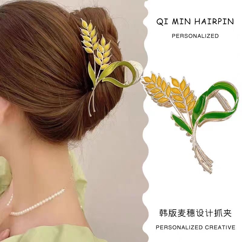 A4/2กิ๊บคีบผม รวงข้าวสุกสีเงินสวยงามหรูหรา พร้อมส่งในไทย